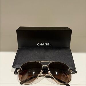 CHANEL Pilot Sunglasses (Women’s) - Polarized - Black and Silver